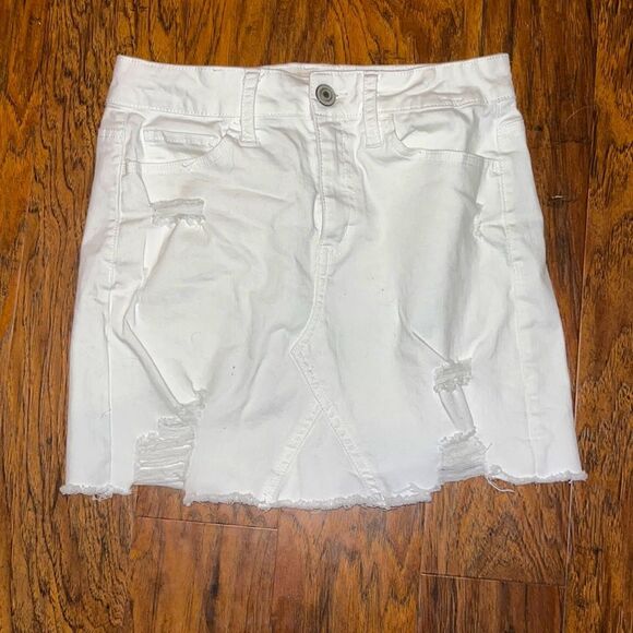 Juniors so white distressed stretchy mini skirt lightweight casual - Picture 1 of 5